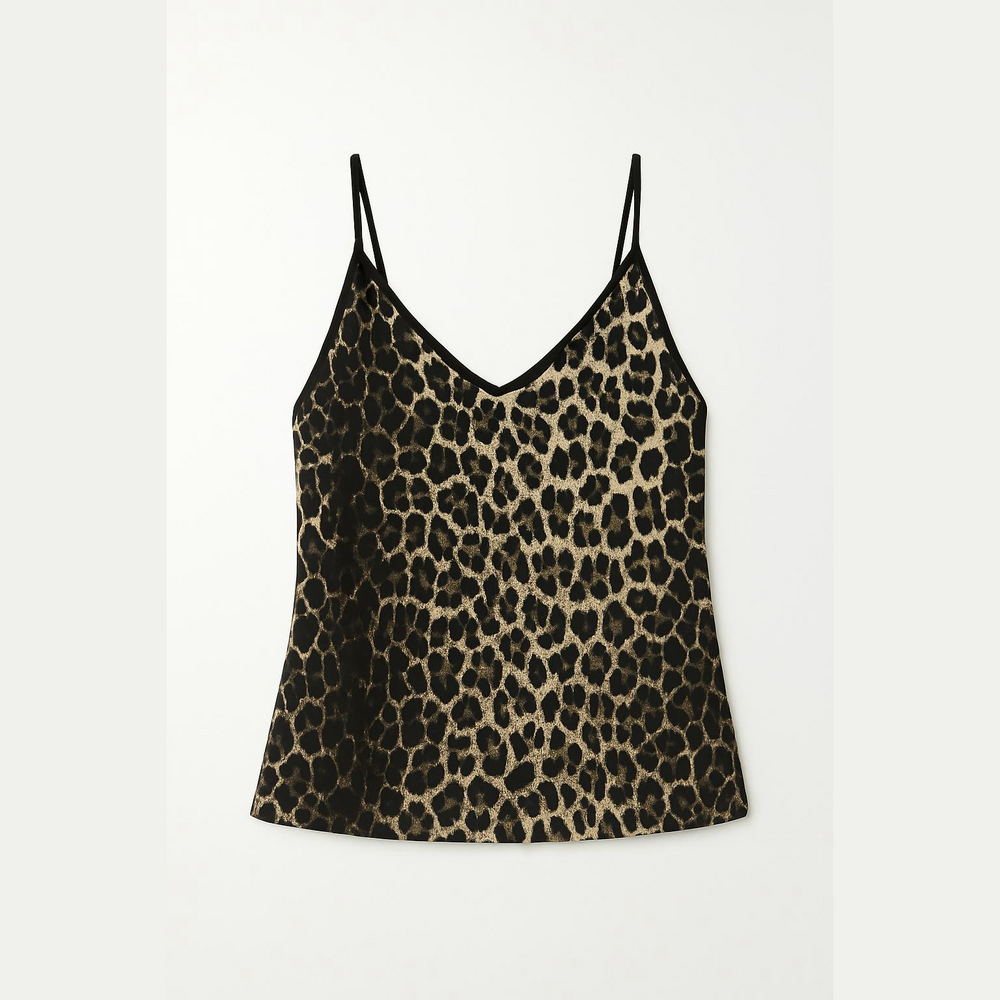 Vince Camuto Black and Tan Fitted Sleeveless Camisole